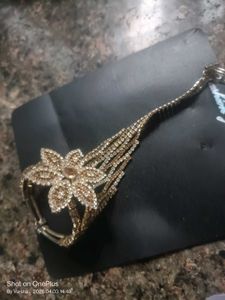 Exquisite Rhinestone Flower Ring Bracelet