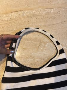 Black &amp; White Striped Halter Top