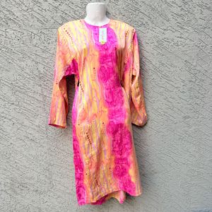 Vibrant Pink &amp; Orange Tie-Dye Kurta