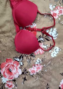 Red  with Lace Detail
