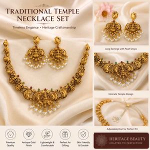 Antique Gold Plated Necklace &amp; Earrings Set