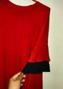 Red Embroidered Kurta Set
