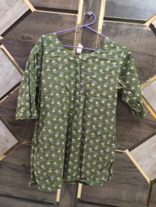 Green Floral Print Kurta