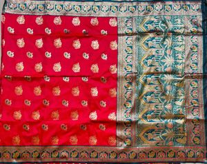 Vibrant Red Banarasi Silk Saree