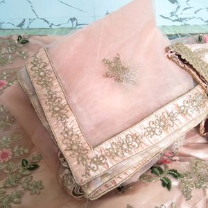 Exquisite Peach Floral Embroidered Lehenga
