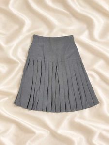 Grey Pleated Mini Skirt