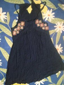 Embellished Navy Blue Summer Dress
