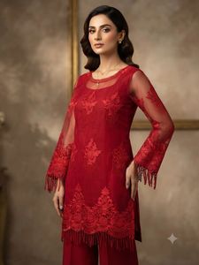 Elegant Red Embroidered Kurta