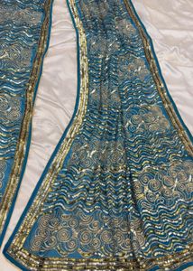 Stunning Teal Saree with Sequins