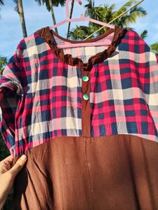 Chic Plaid &amp; Brown Kurta