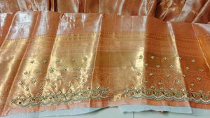Elegant Brocade Ethnic Skirt wuth aari work blouse
