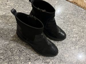 Black Faux Croc Chunky Boots