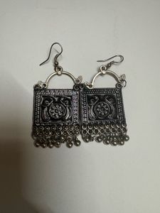 Traditional Oxidised Silver Earrings