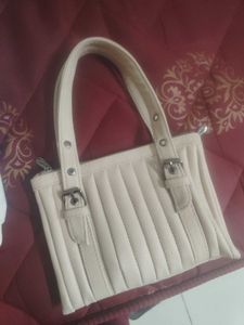 Elegant Cream PU Leather Handbag