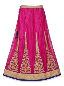 Vibrant Pink &amp; Blue Embroidered Lehenga Choli