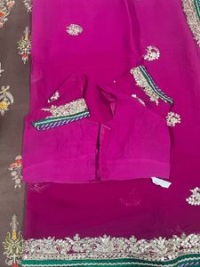 purple pink saree