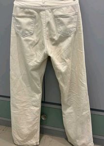 Cream Wide Leg Jeans