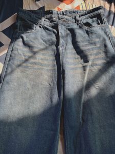Wide Leg Blue Denim Jeans