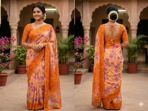 Elegant Floral Print Saree