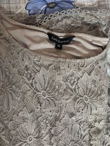 Gray Lace Ruffle Hem Dress