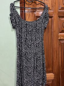Black &amp; White Floral Off-Shoulder Dress