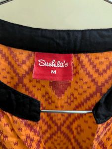 Stylish Black Kurta with Orange Print