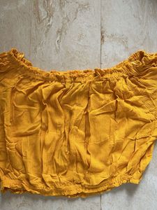 Mustard Lace Trim Crop Top