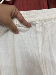 White Palazzo Pants with Cute Lace Trim