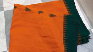 Vibrant Orange & Green Saree