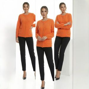 Vibrant Orange Knit Cardigan