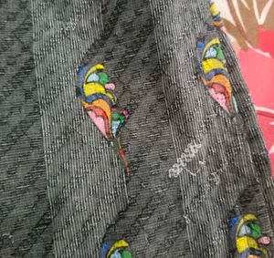 fully embroidered Grey Kurta with small prints
