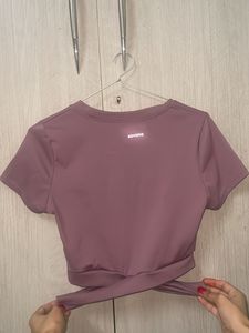 Mauve Twist-Hem Cropped Top