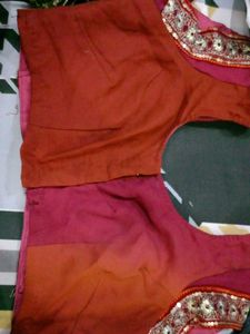 double shade saree with brown and dark purple mixt