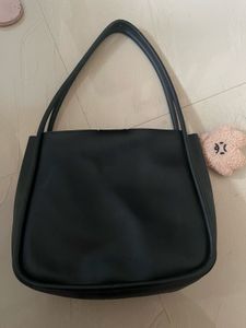 Chic Black Tote Bag with Cute Charm