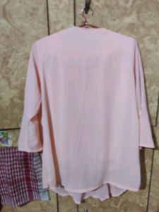 Peach Bell Sleeve Blouse