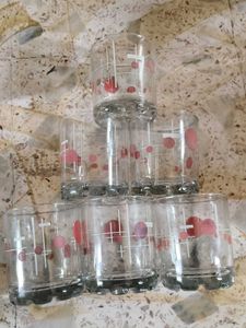 Set of 6 Glass Tumblers with Retro Design