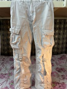 Cream Baggy Cargo Pants | Wide Leg | Streetwear