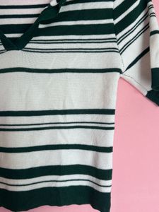 Striped Collared Cropped Top