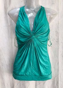 Teal Ruched Halter Neck Top