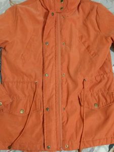 Max Orange Winter Jacket with Fur Hood