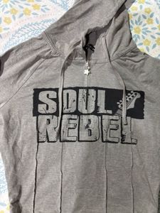 Grey Soul Rebel Cropped Hoodie