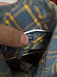 Men's Blue &amp; Yellow Plaid Casual Shirt