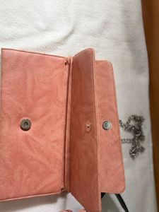 Stylish Pink Clutch with Chain
