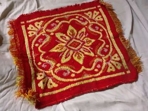 Red 💛 Pooja Aasan Alter Cloth Puja Chowki Asan