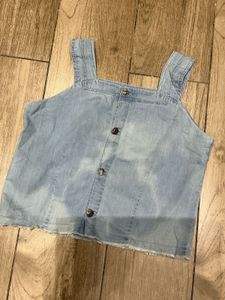 Denim Button-Up Crop Top