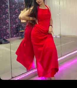 Elegant Red Spaghetti Strap Maxi Dress