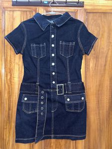 Denim button up mini dress