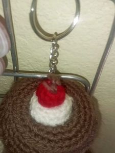 Crocheted Cupcake Keychain