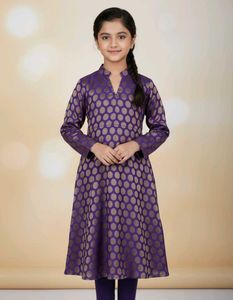 Elegant Purple Polka Dot AnarkaliFeatures.