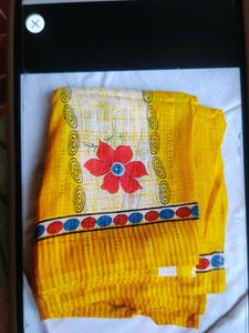 Vibrant Yellow Floral Saree
